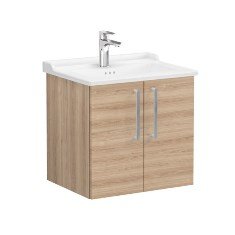 Vitra Root 68145 Lavabo Dolabı, Kapaklı, 60 cm, Doğal Meşe, Klasik Lavabolu